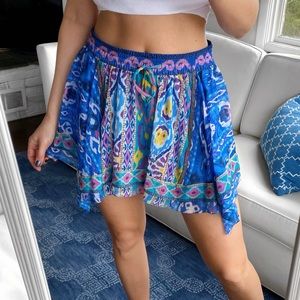 Zara Pink and Blue Mini Skirt